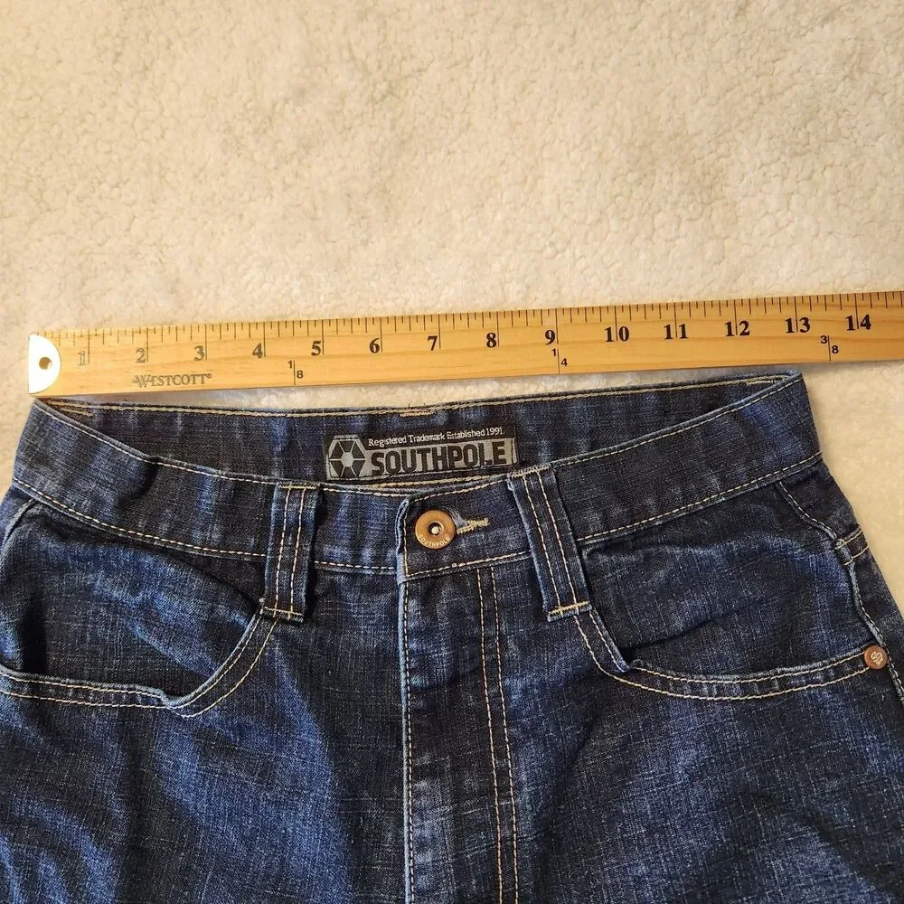 Y2K Southpole Boys Size 12 Blue Denim Jean Shorts Skate Hip Hop Streetwear